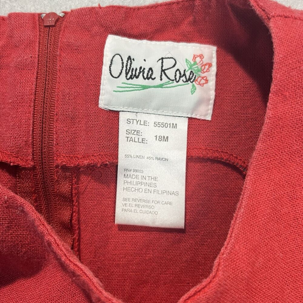 Vintage Olivia Rose Red Linen Lagenlook Side Slit Button-Down Maxi Dress, Sz 18 - Picture 4 of 10